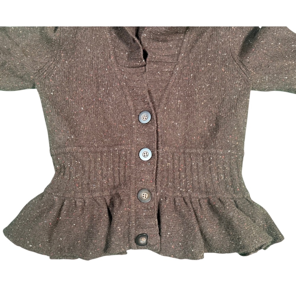 Antonio Melani Tweed Wool Blend Cardigan Sweater Brown Shawl Collar Size M - Picture 2 of 7